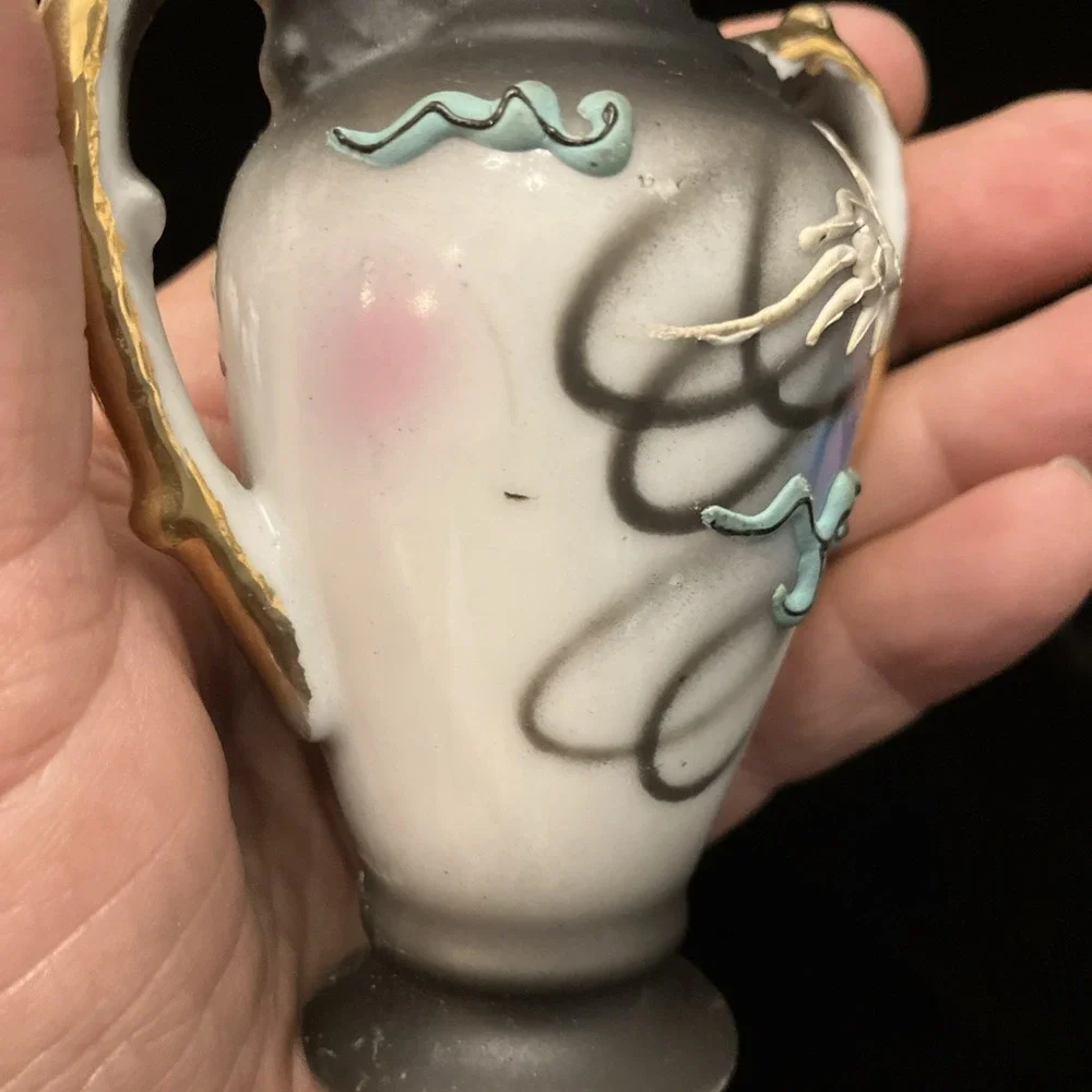 VTG Royal Moriage Dragon Ware Satsuma Mini Urn Vase Hand Painted 3.5